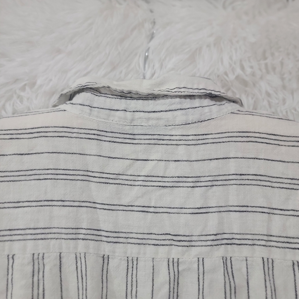 Esmara Linen Sleeveless Striped Midi Dress - White and Gray Size 8 - Picture 6 of 16